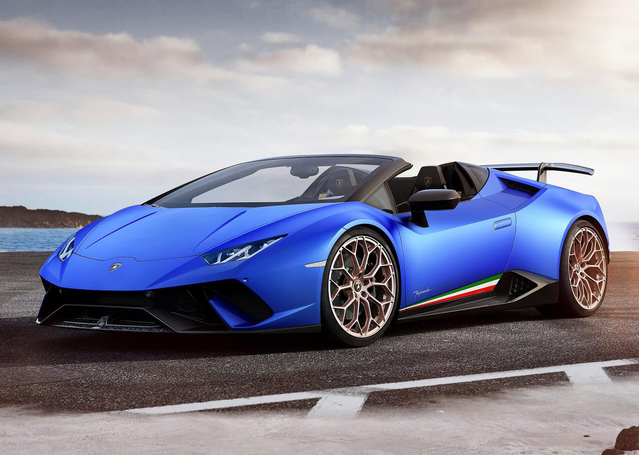 Blue Lamborghini exotic supercar